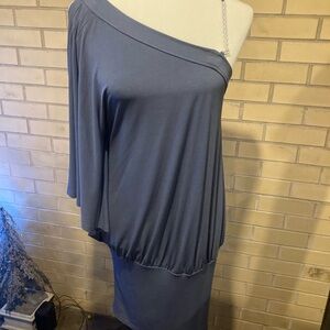 VENUS One Shoulder Dress in Slate Blue